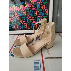 Sugar Womens Size 7 Noelle NUDE BEIGE Micro Heel Ankle Strap Shoes #t6